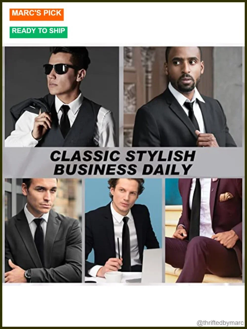 20 Clip on Ties Men Solid Color Pretied Polyester Satin Uniform Neckties Office